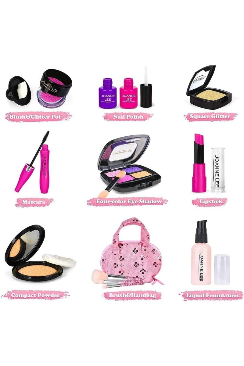 Pretend Makeup Kit for Girls, Kids Makeup Set Pretend Play for Toddlers Fake Make up Toys with Cosmetic Bag for Birthday Play Make up for Little Girls Age 2 3 4 5 - Image 2