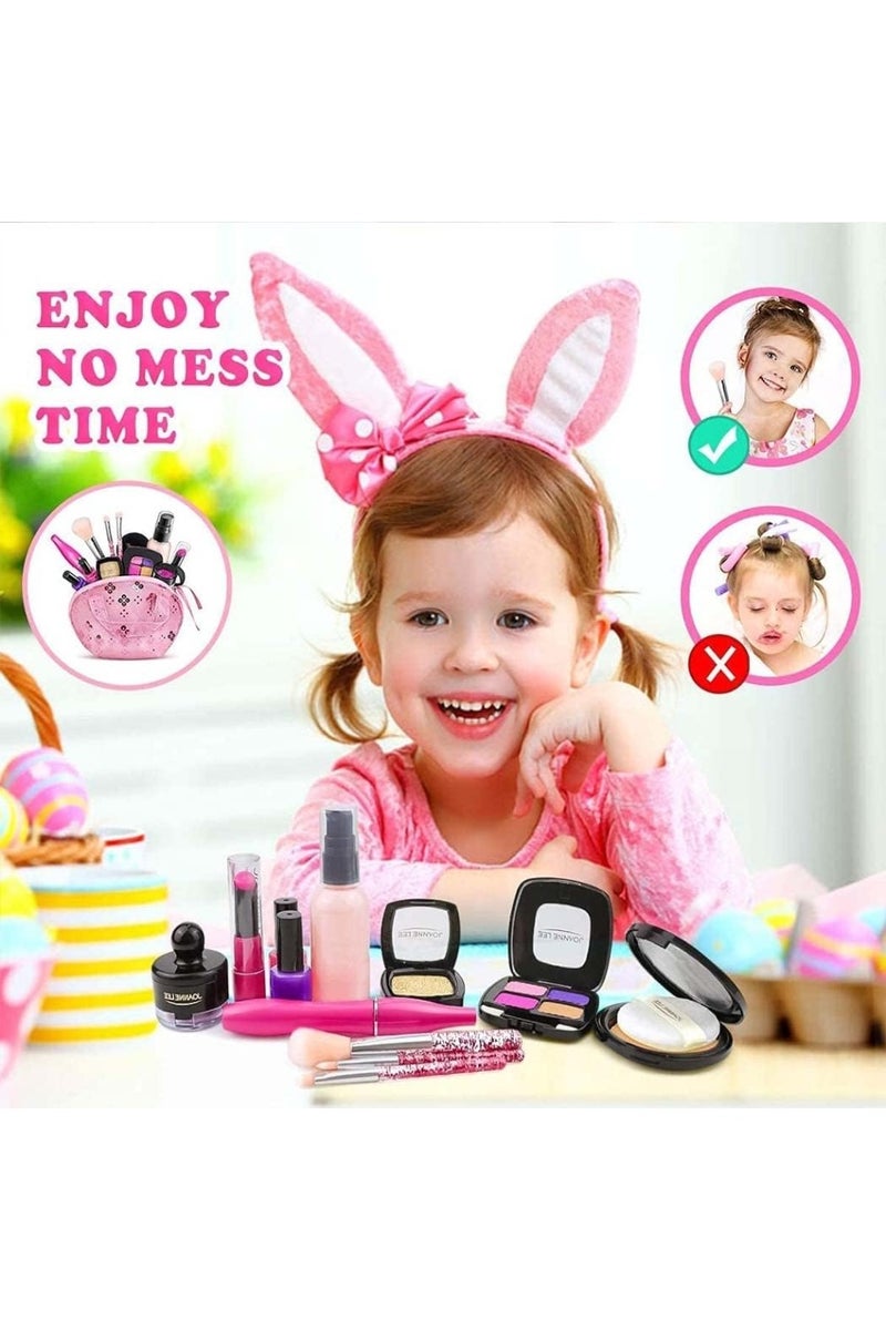 Pretend Makeup Kit for Girls, Kids Makeup Set Pretend Play for Toddlers Fake Make up Toys with Cosmetic Bag for Birthday Play Make up for Little Girls Age 2 3 4 5 - Image 5