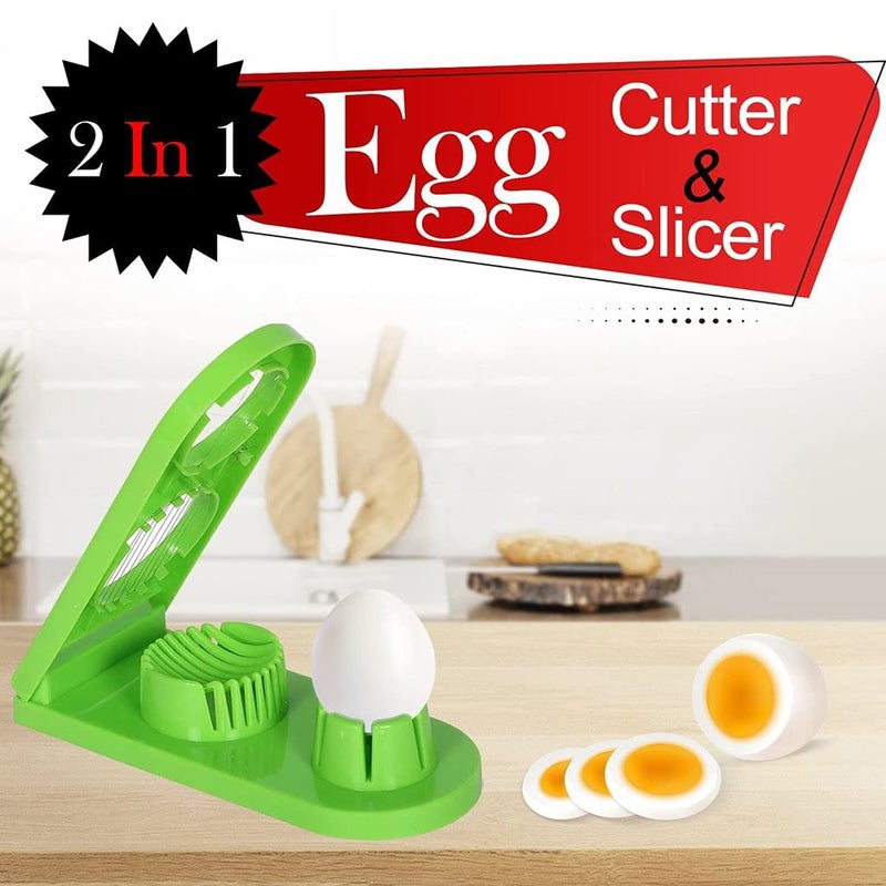 Avenn Avenn Easy to Use 2 in 1 Egg Cutter Boiled Eggs Cutter Multi Purpose Egg Slicer Stainless Steel Cutting Wires Egg Cutter for Hard Boiled Eggs Egg Slicer Cutter Multicolor - Image 4