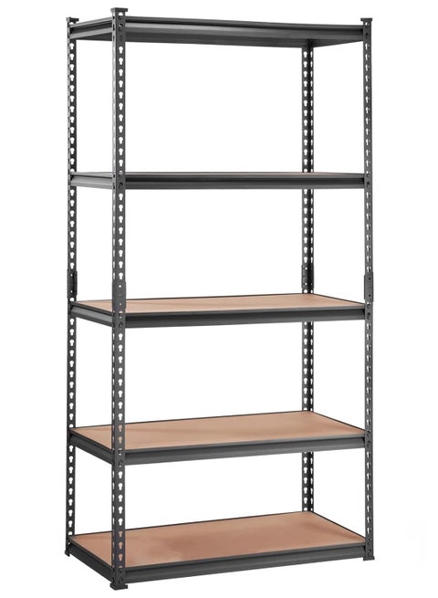 Heavy-Duty 5-Tier Adjustable Metal Storage Shelving Unit, Capacity Garage Utility Rack & Organizer (Black, 90*40*180 cm) – Suitable for Kitchen Pantry, Basement, Bathroom & Laundry Room