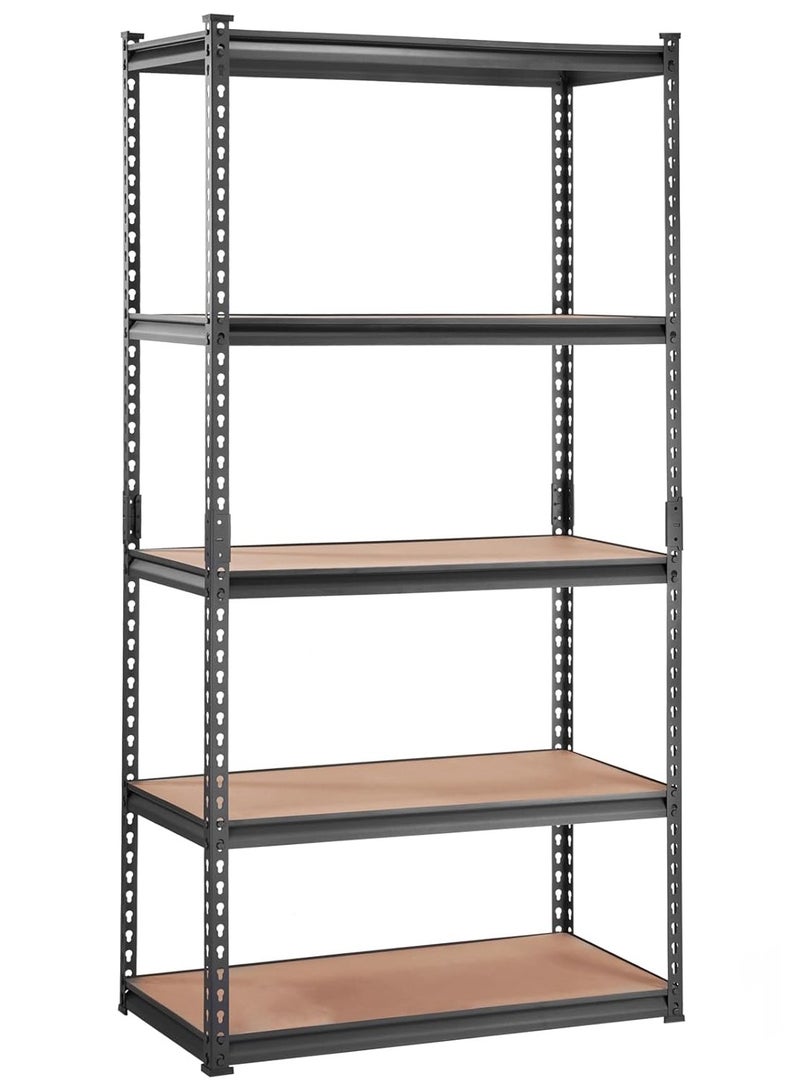 Chulovs Heavy-Duty 5-Tier Adjustable Metal Storage Shelving Unit, Capacity Garage Utility Rack & Organizer (Black, 90*40*180 cm) – Suitable for Kitchen Pantry, Basement, Bathroom & Laundry Room - Image 1