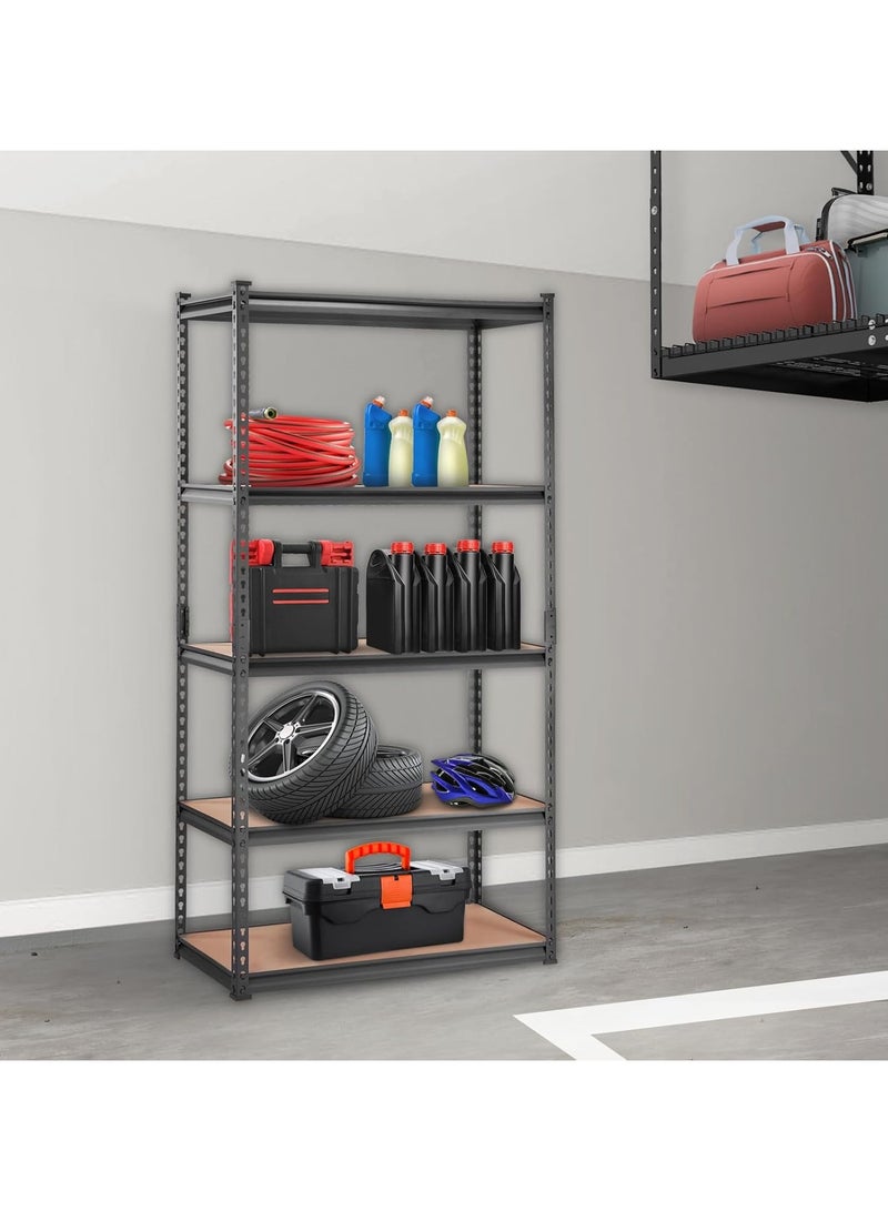 Chulovs Heavy-Duty 5-Tier Adjustable Metal Storage Shelving Unit, Capacity Garage Utility Rack & Organizer (Black, 90*40*180 cm) – Suitable for Kitchen Pantry, Basement, Bathroom & Laundry Room - Image 2