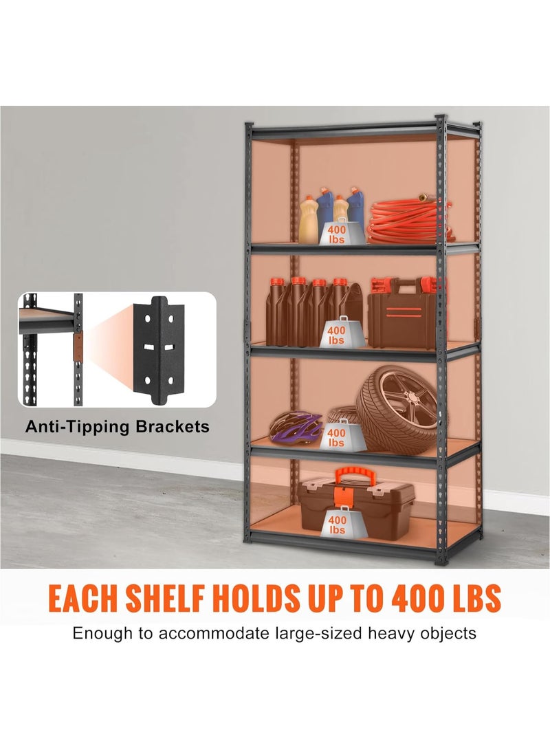 Chulovs Heavy-Duty 5-Tier Adjustable Metal Storage Shelving Unit, Capacity Garage Utility Rack & Organizer (Black, 90*40*180 cm) – Suitable for Kitchen Pantry, Basement, Bathroom & Laundry Room - Image 4