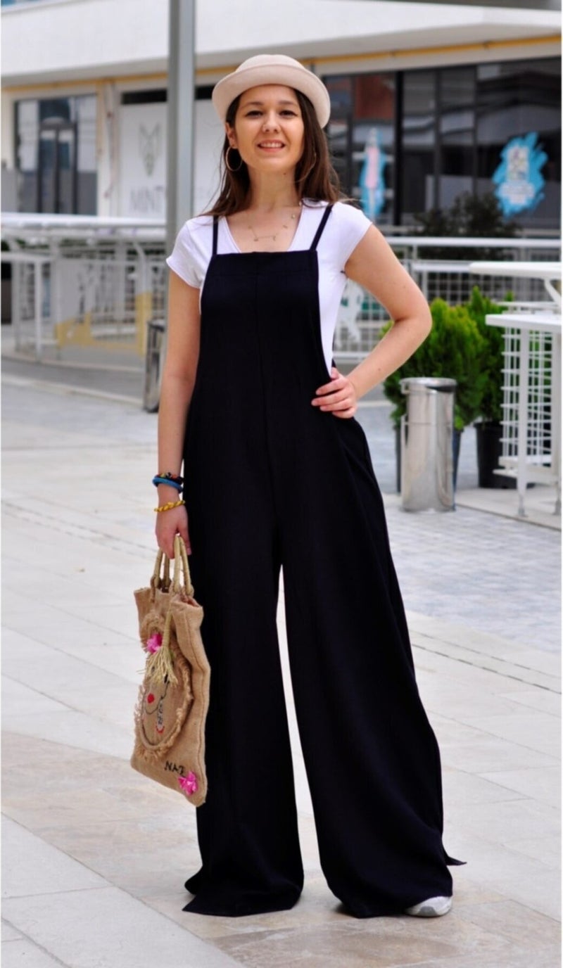 Barbora بدلة نسائية صيفية فضفاضة بأحزمة غير رسمية TR5104BLACK  - Image 3