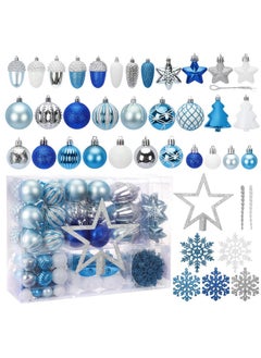 CEWOR 108Pcs Christmas Ball Ornaments Set Shatterproof Plastic Ball Blue Color Present For Xmas Trees, Home Party, Festival And Wedding Party  - Image 1