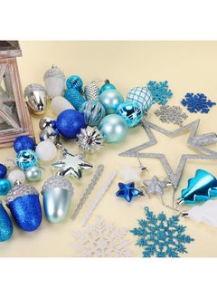 CEWOR 108Pcs Christmas Ball Ornaments Set Shatterproof Plastic Ball Blue Color Present For Xmas Trees, Home Party, Festival And Wedding Party  - Image 3
