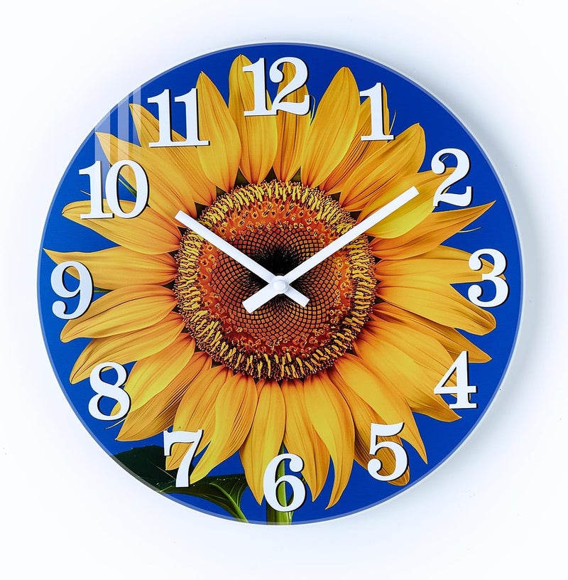 Yoiolclc Outdoor Clock Waterproof-Decorative Sun Flower Wall Clocks for Pool Patio Porch Garden(12 Inch,Sunflower) - Image 1