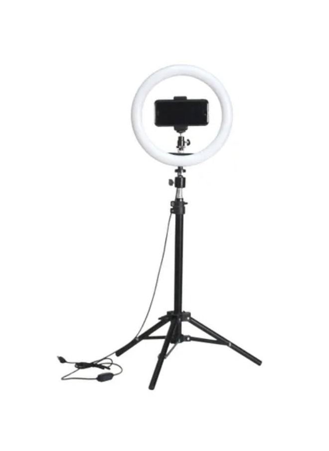 SHOPI - 10 inch Ring Light LED Circle Lights with Phone Holder for Selfie Camera Photography Makeup Video Live Streaming - Image 1