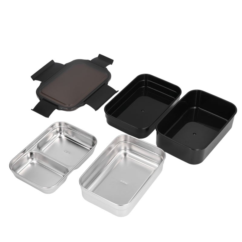 Stainless Steel Lunch Box 304 Food Grade Double Layer - Leak Proof Insulated Container for Office School Travel - Image 2