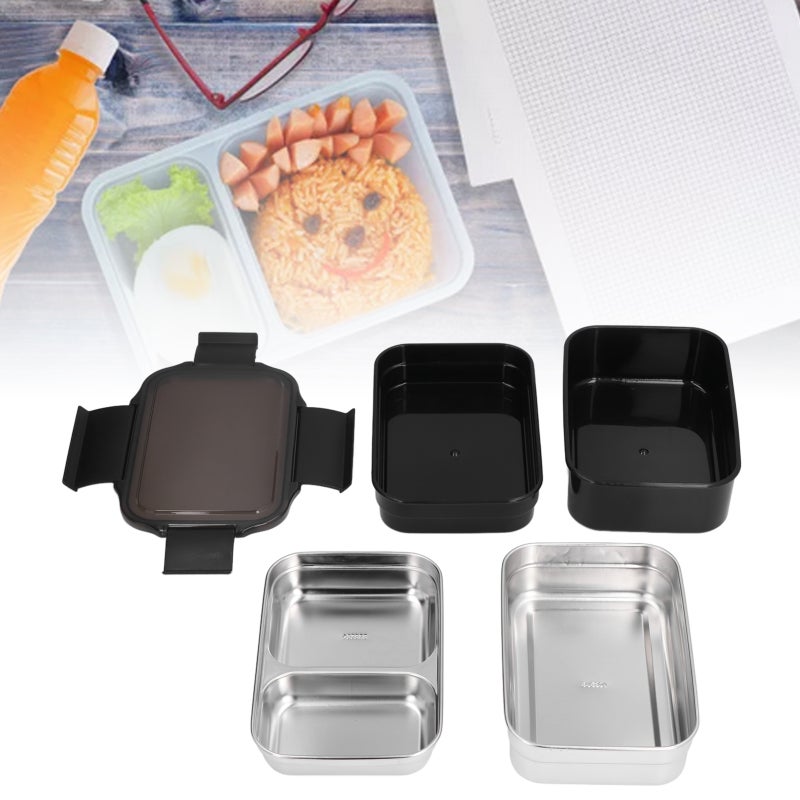 Stainless Steel Lunch Box 304 Food Grade Double Layer - Leak Proof Insulated Container for Office School Travel - Image 4