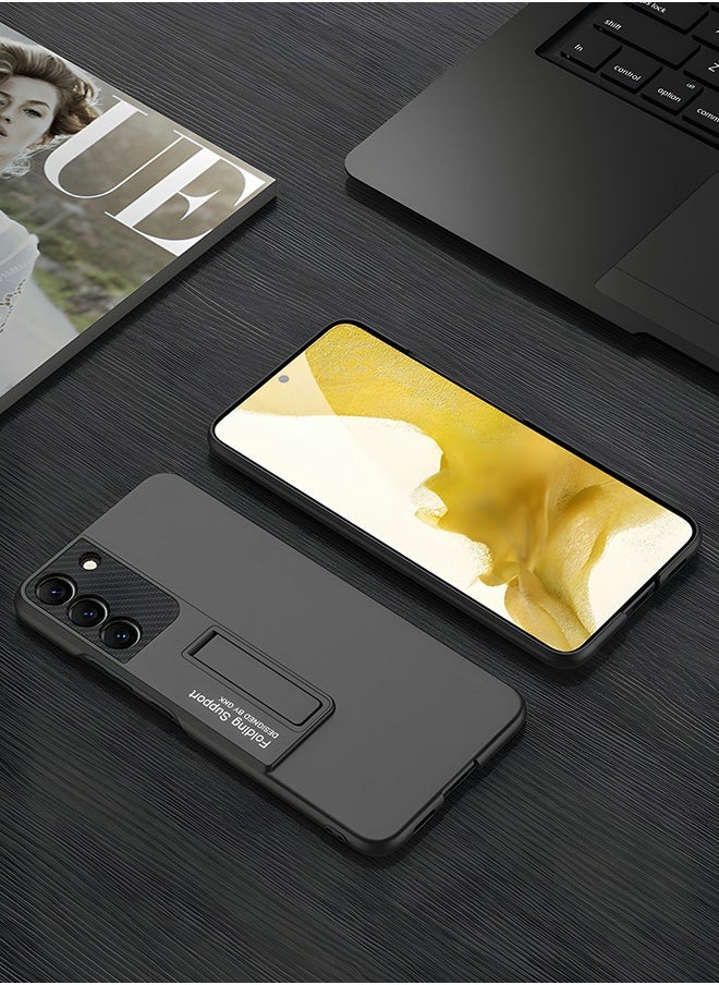 For Samsung Galaxy S23 Plus Case 6.6'', S23 Plus Slim Stand Cover with Screen Protector, Galaxy S23+ Shell Supports Wireless Charging [Adjustable Stand, Anti-Drop, Anti-Fingerprint] - Black
