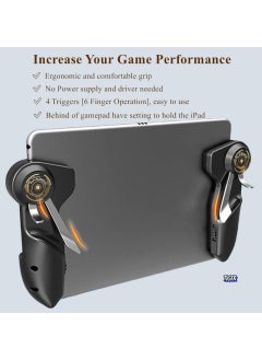 TIGER PUBG Controller for Tablet – 4 Triggers, 6 Finger Operation, Sensitive Shoot & Aim Triggers, Gamepad Grip for Enhanced Gaming Experience, Compatible with 10-12.9 Inch iPad & Tablets (Thickness < 10mm), Black  - Image 3