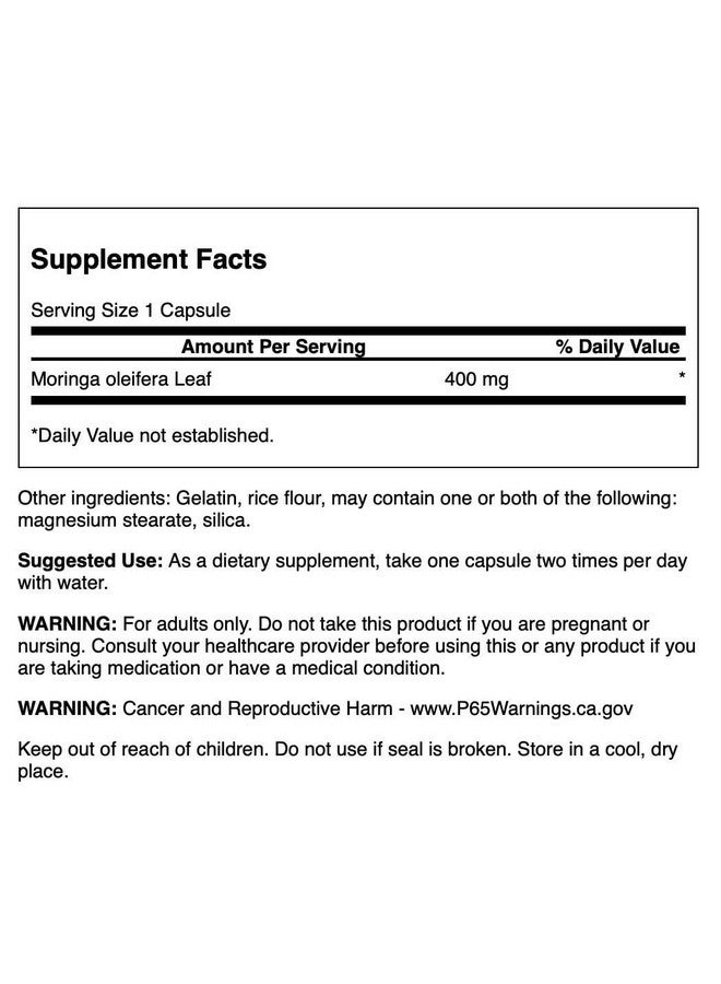 SWANSON سوانسون مورينغا أوليفيرا كاملة الطيف 400 ملليجرام 60 كبسولة - Image 2