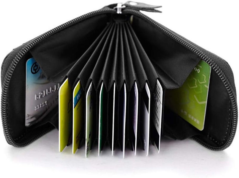 BAKUN Premium Leather Slim Zipper Business/Credit Card Wallet Case Holder with Clear Photo Slot, Security Travel Wallet(Black) - Image 5