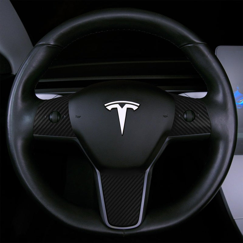 EV WRAPS Tesla Model 3 / Model Y Steering Wheel Wrap (Carbon Fiber) - Image 1