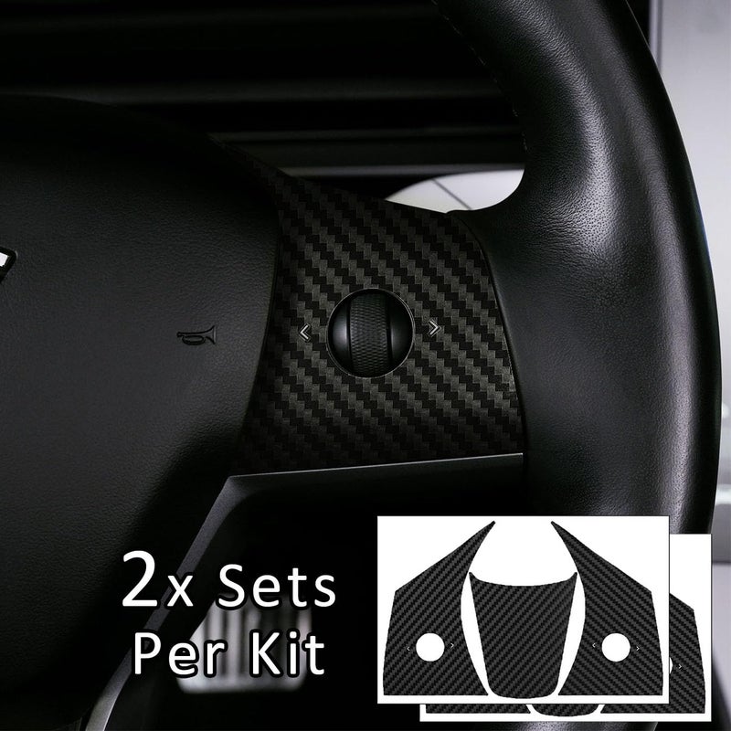 EV WRAPS Tesla Model 3 / Model Y Steering Wheel Wrap (Carbon Fiber) - Image 2