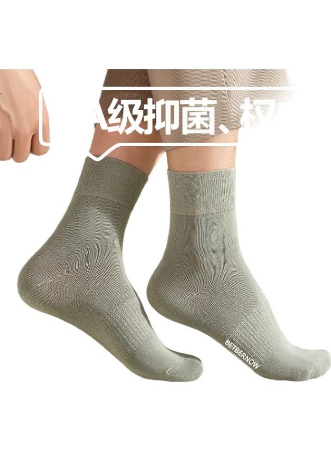 Modal 5 Pairs Of Men'S 100% Cotton Mid-Calf Socks 7A Antibacterial And Odor-Resistant Long Socks Autumn And Winter Solid Color Men'S Cotton Sports Socks - Image 3