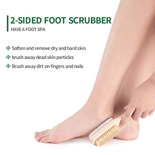 Adaamya - 01 Pc Beige Color Unisex Foot Brush & Pumice Foot Tool Stone With Natural Handle & Bristles - Callus & Corn Remover, Exfoliator & Scrubber For Dry, Dead Skin On Feet - Image 2