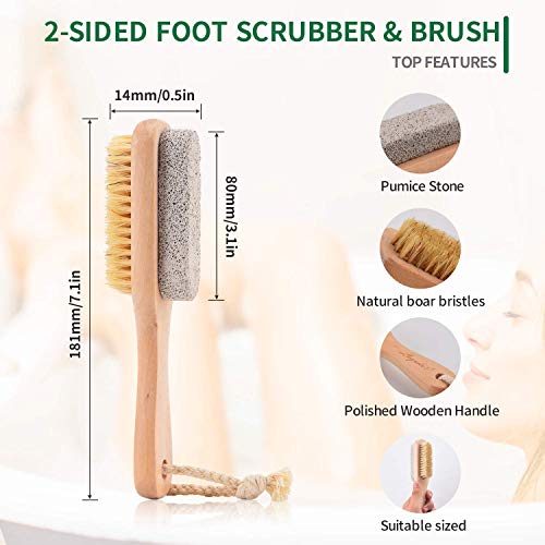 Adaamya - 01 Pc Beige Color Unisex Foot Brush & Pumice Foot Tool Stone With Natural Handle & Bristles - Callus & Corn Remover, Exfoliator & Scrubber For Dry, Dead Skin On Feet - Image 3