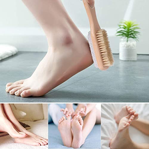 Adaamya - 01 Pc Beige Color Unisex Foot Brush & Pumice Foot Tool Stone With Natural Handle & Bristles - Callus & Corn Remover, Exfoliator & Scrubber For Dry, Dead Skin On Feet - Image 5