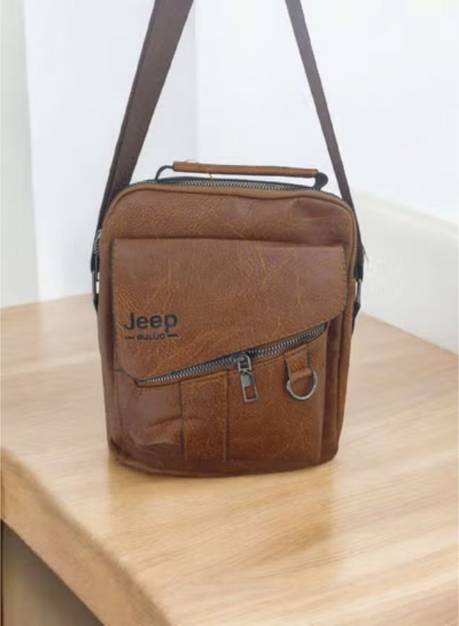 Jeep Buluo Men's Leather Cross Bag - Brown - Image 1
