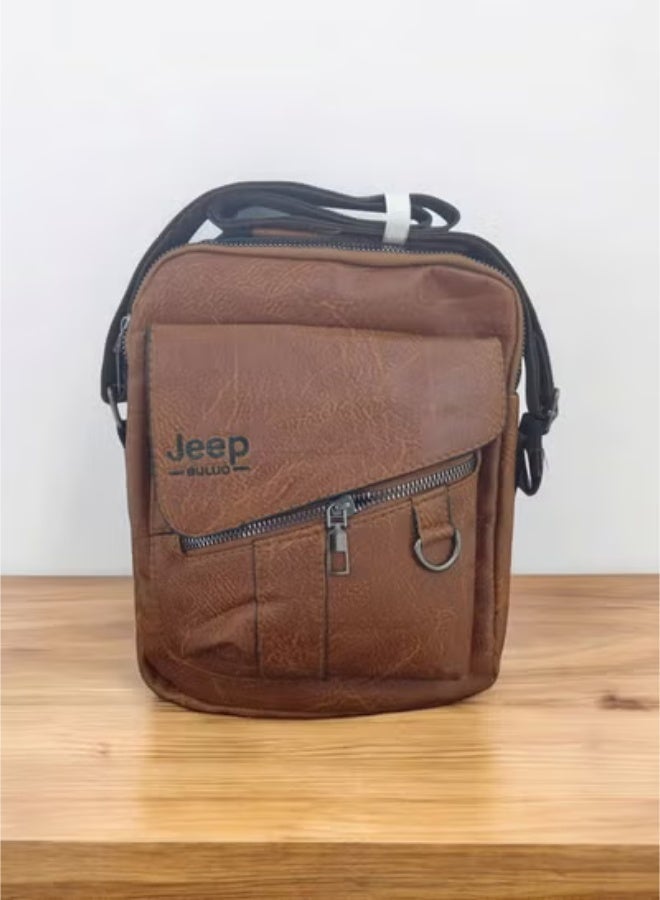 Jeep Buluo Men's Leather Cross Bag - Brown - Image 2