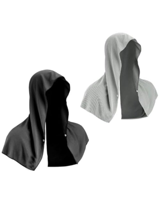Cooling Hoodie Towel, Cooling Towels for Neck and Face, When Wet Cooling Neck Wraps, UV Protection Cooling Neck Wraps, Sport Workout Camping Cycling Cool Towel for Hot Weather(2 Pack) - Image 1