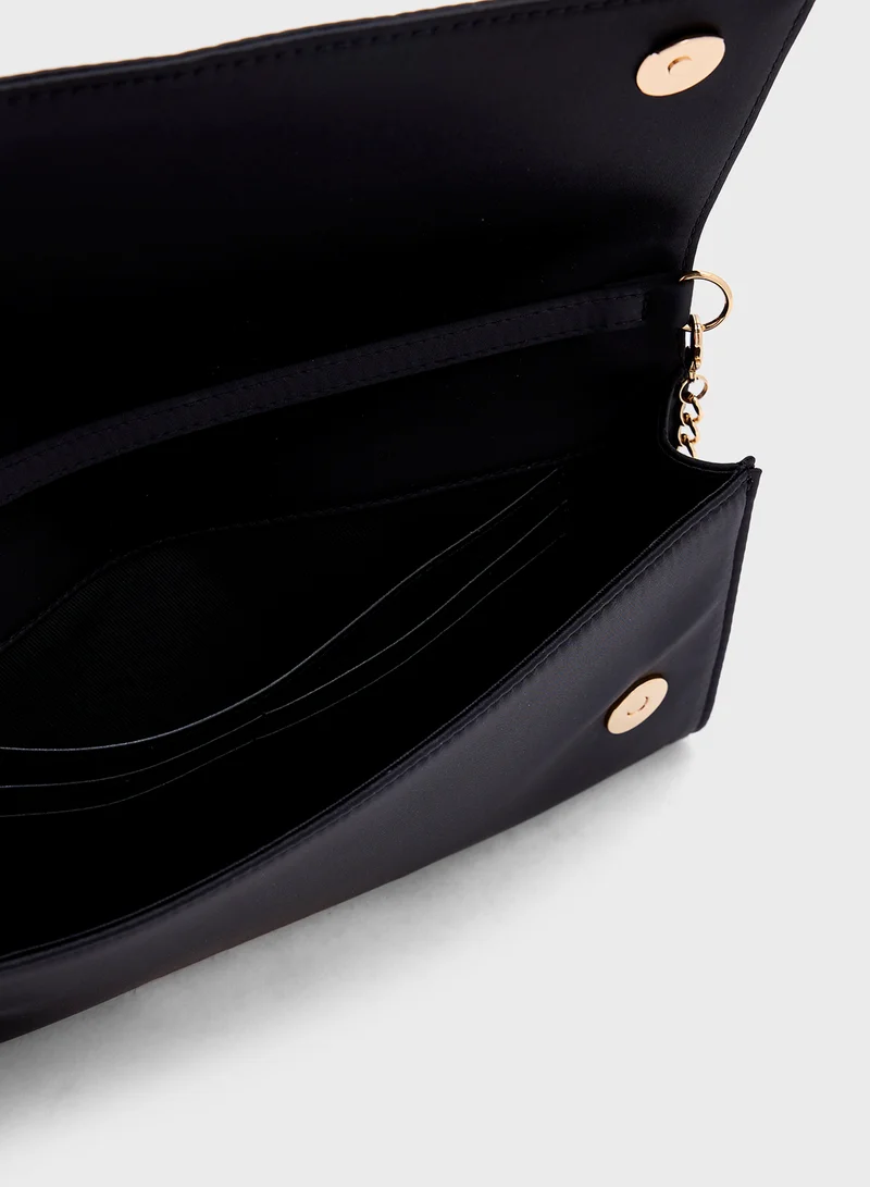 Love Moschino Logo Detailed Flap Over Clutche