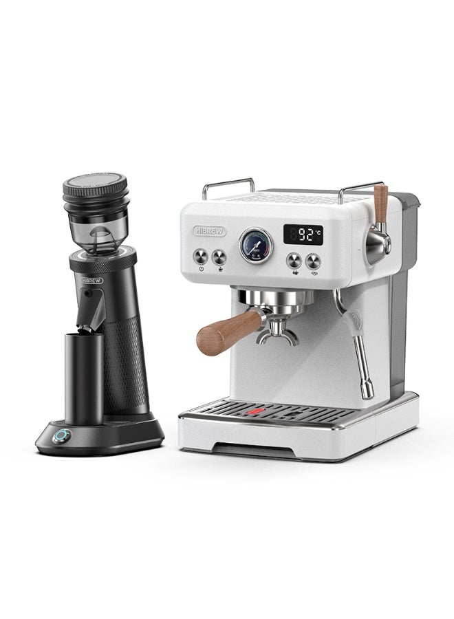 HiBREW G5 Electric Coffee Grinder with 36 Gears with H10 PLUS Semi Automatic Espresso Coffee Machine DIY Function 20Bar Pressure Temperature Adjustable For Cappuccino & Latte(G5+H10 PLUS) - Image 1