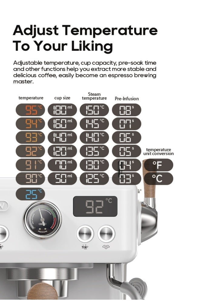 HiBREW G5 Electric Coffee Grinder with 36 Gears with H10 PLUS Semi Automatic Espresso Coffee Machine DIY Function 20Bar Pressure Temperature Adjustable For Cappuccino & Latte(G5+H10 PLUS) - Image 2