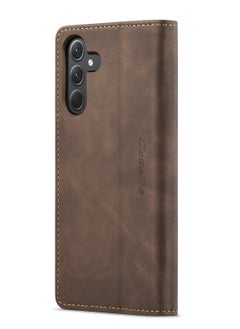 CaseMe CaseMe Samsung Galaxy A35 Wallet Case Book Folding Flip Folio Case with Magnetic Kickstand Card Slots Protective Cover - Coffee  - Image 3