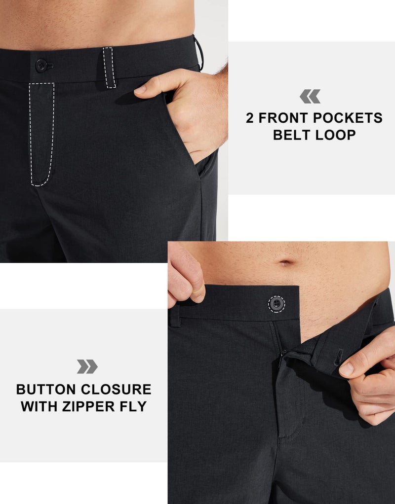 Libin Mens Golf Pants Classic Fit Stretch Work Dress Pants 32" Quick Dry Lightweight Business Casual Trousers Comfort Water Resistant, Black, 34W x 32L - Image 3