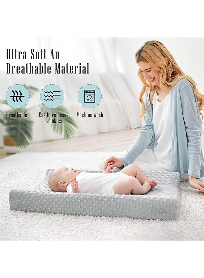 TRASSLE Changing Pad Cover Ultra Soft Minky Dots Plush Changing Table Covers Breathable Changing Table Sheets Wipeable Changing Pad Covers Suit For Baby Boy And Baby Girl (White And Grey) - Image 4