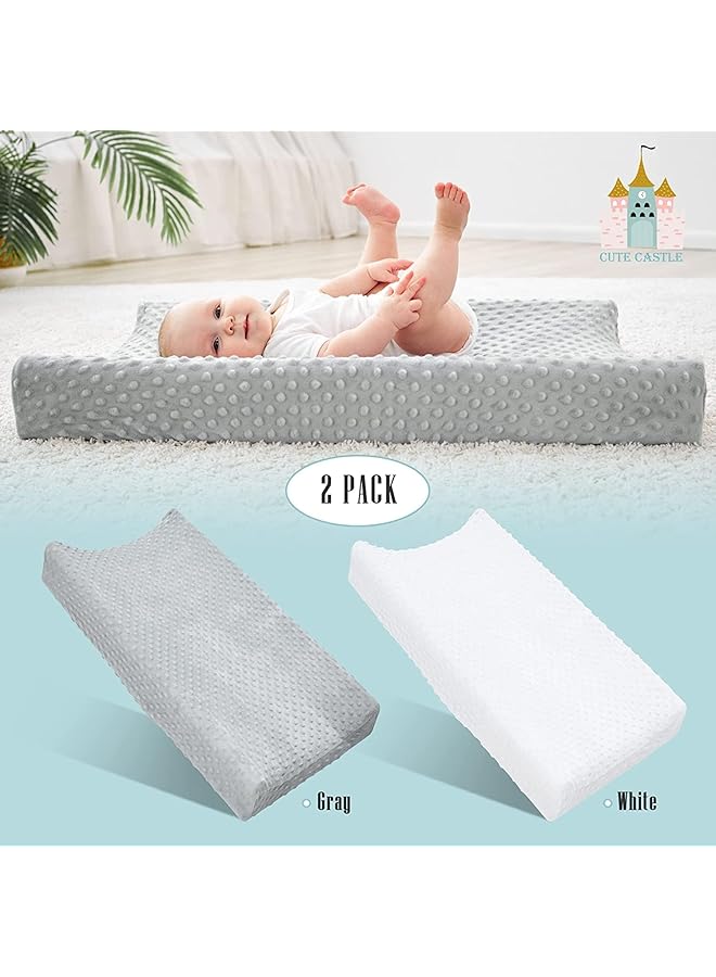 TRASSLE Changing Pad Cover Ultra Soft Minky Dots Plush Changing Table Covers Breathable Changing Table Sheets Wipeable Changing Pad Covers Suit For Baby Boy And Baby Girl (White And Grey) - Image 3