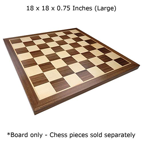 Best Chess Set Monroe Extra Thick Chess Board with Inlaid Walnut and Maple Wood, Large 18 x 18 Inch, Board Only - Image 2