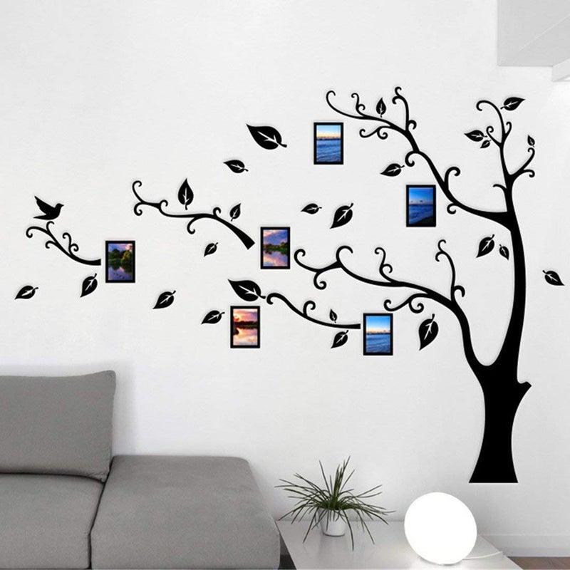 guangmu 3D Tree Wall Stickers - DIY Photo Frame Tree Wall Decal Family Photo Frame Sticker Murals Wall Decor Living Room Bedroom TV Background Home Decorations (S:54 * 39in Black Left) - Image 5