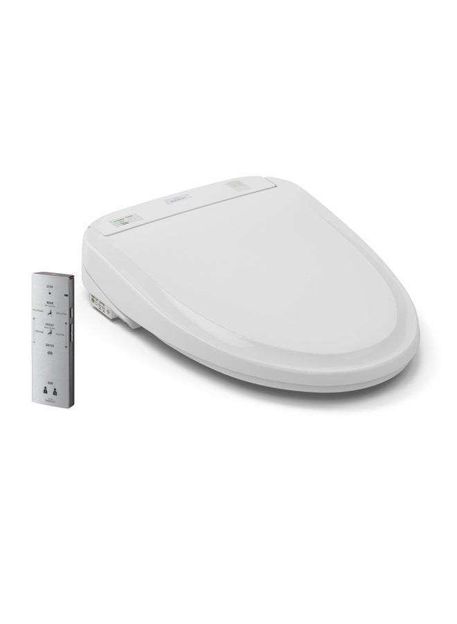 Toto SW583#01 S350E مقعد مرحاض إلكتروني مزود بدش مع تدفئة مائية دافئة، ضوء ليلي، غطاء يفتح ويغلق تلقائيًا، تسخين فوري للماء، وEWATER+، دائري، أبيض قطن - Image 1