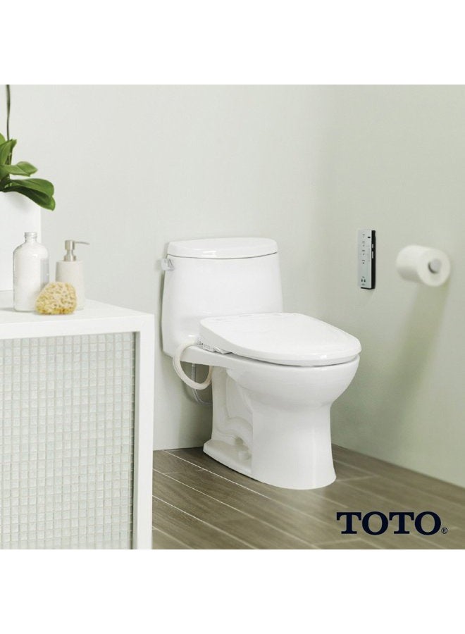 Toto SW583#01 S350E مقعد مرحاض إلكتروني مزود بدش مع تدفئة مائية دافئة، ضوء ليلي، غطاء يفتح ويغلق تلقائيًا، تسخين فوري للماء، وEWATER+، دائري، أبيض قطن - Image 5