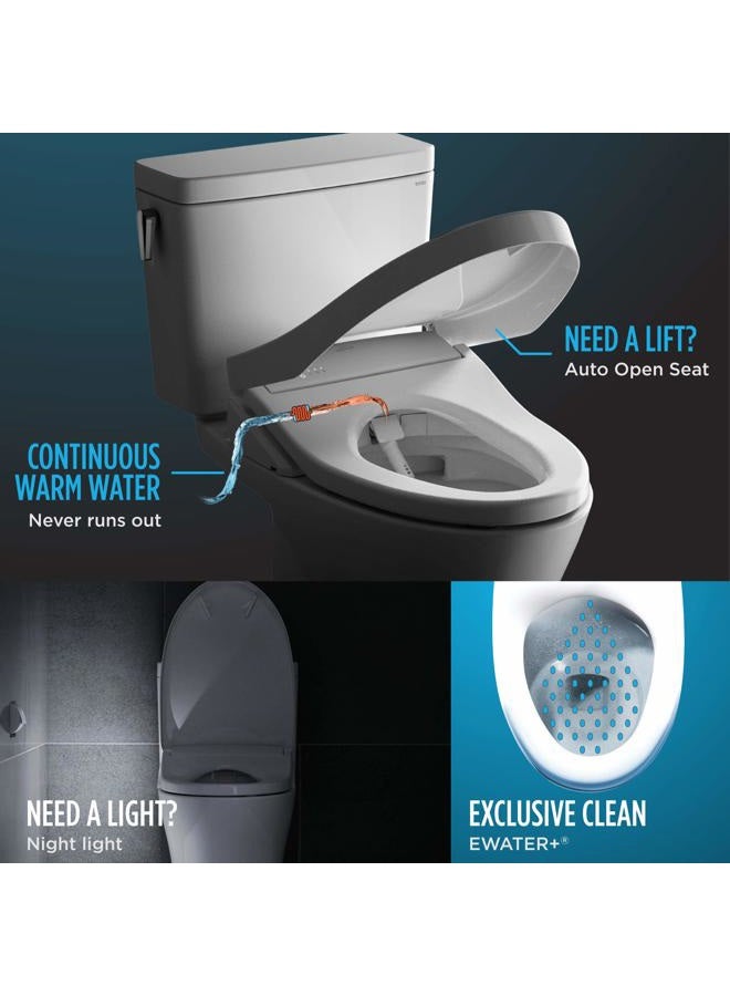 Toto SW583#01 S350E مقعد مرحاض إلكتروني مزود بدش مع تدفئة مائية دافئة، ضوء ليلي، غطاء يفتح ويغلق تلقائيًا، تسخين فوري للماء، وEWATER+، دائري، أبيض قطن - Image 3