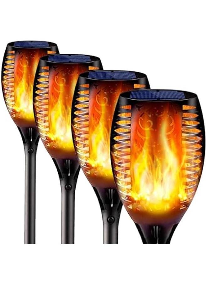 هوكور HOOKOR 4 Pack Solar Outdoor Lights | Solar Torch Light With Flickering Flame | Waterproof Solar Pathway Lights Outdoor | Solar Garden Lights For Outside Patio Path Yard Lawn Deck Driveway Decoration  - Image 1