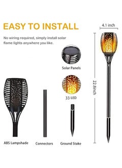 HOOKOR 4 Pack Solar Outdoor Lights | Solar Torch Light With Flickering Flame | Waterproof Solar Pathway Lights Outdoor | Solar Garden Lights For Outside Patio Path Yard Lawn Deck Driveway Decorations  - Image 2