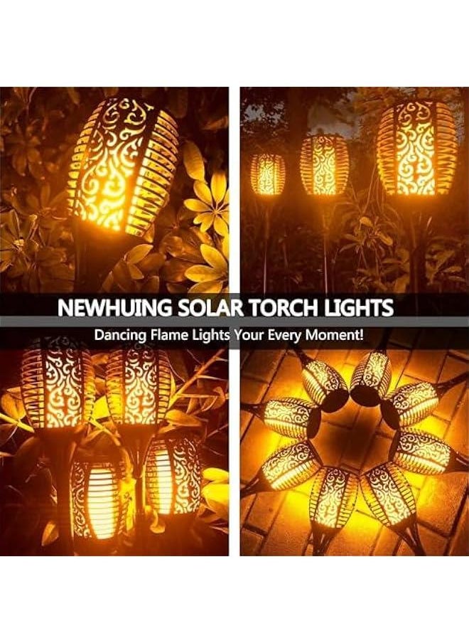 هوكور HOOKOR 4 Pack Solar Outdoor Lights | Solar Torch Light With Flickering Flame | Waterproof Solar Pathway Lights Outdoor | Solar Garden Lights For Outside Patio Path Yard Lawn Deck Driveway Decoration  - Image 3