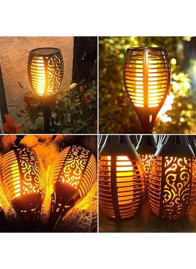هوكور HOOKOR 4 Pack Solar Outdoor Lights | Solar Torch Light With Flickering Flame | Waterproof Solar Pathway Lights Outdoor | Solar Garden Lights For Outside Patio Path Yard Lawn Deck Driveway Decoration  - Image 4
