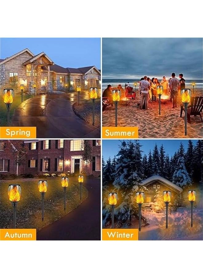 هوكور HOOKOR 4 Pack Solar Outdoor Lights | Solar Torch Light With Flickering Flame | Waterproof Solar Pathway Lights Outdoor | Solar Garden Lights For Outside Patio Path Yard Lawn Deck Driveway Decoration  - Image 5