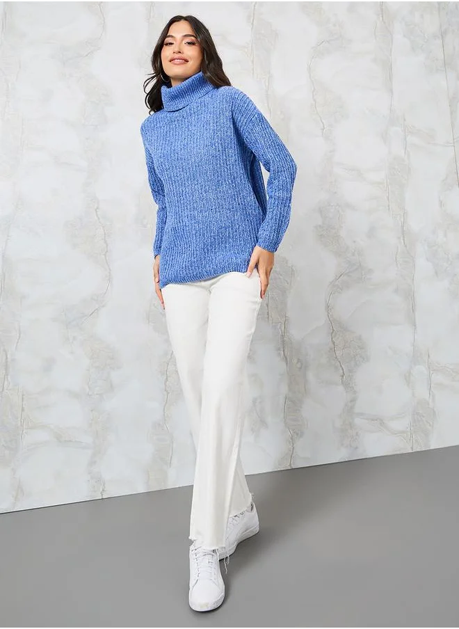 Styli Oversized Chunky Knit Turtle Neck Sweater