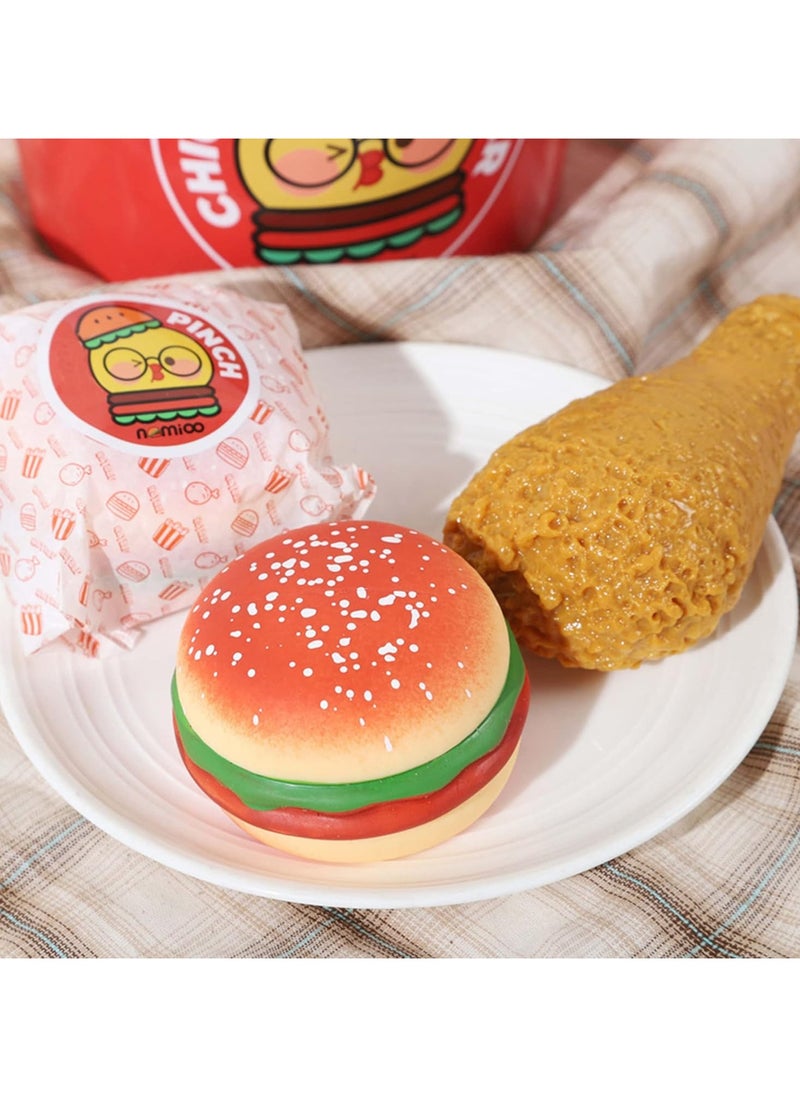 Pack of 3 Burger Stress Ball 3D Hamburger Fidget Toys Silicone Decompression Silicone Squeeze Fidget Ball Fidget Sensory Toy