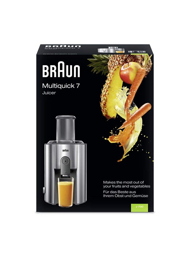 BRAUN Juicer, Multi Quick 7, 2L Pulp Container, Anti Drip System, 2 Speeds, 1000 W J700 Grey - Image 4