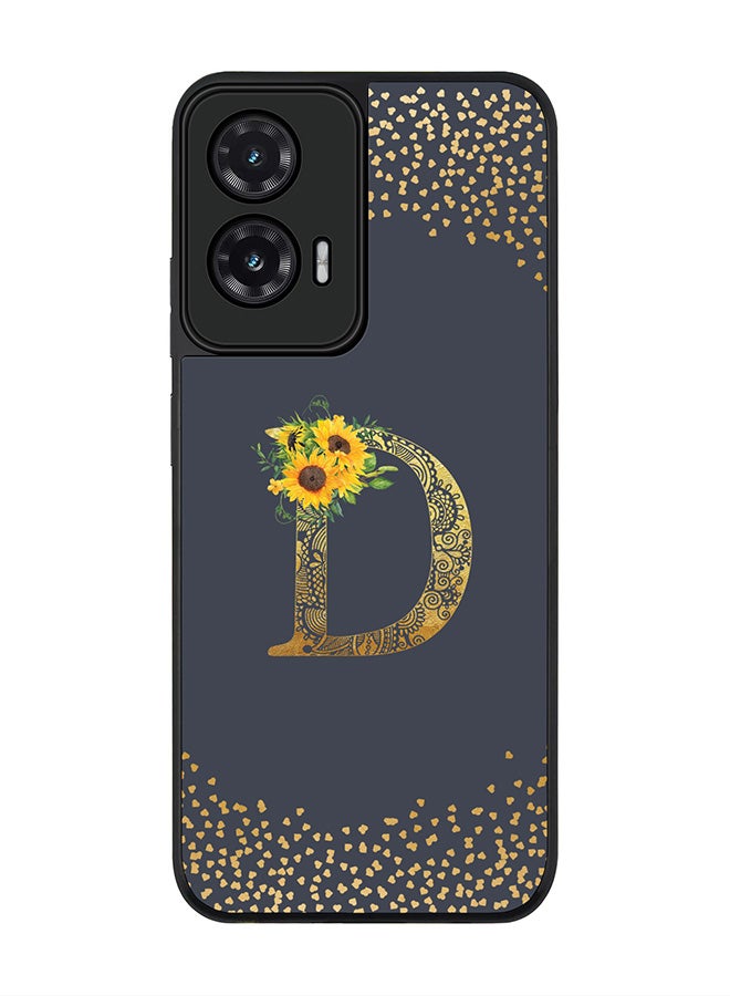 Stylizedd For Motorola Moto G35 Case,Slim fit Camera Protection, Shockproof Thin Phone cover  - Custom Floral Monogram - D  (Grey )