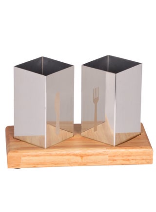 Stainless Steel Cutlery Organizer With Wooden Base – Utensil & Cutlery Holder with Drainer for Forks, Knives & Spoons – Countertop Kitchen Storage Solution - pzsku/Z7D5C59900E44F2B99F0AZ/45/1746226214/e0e11dda-97ef-4fb6-96da-a48a1fa69c5a