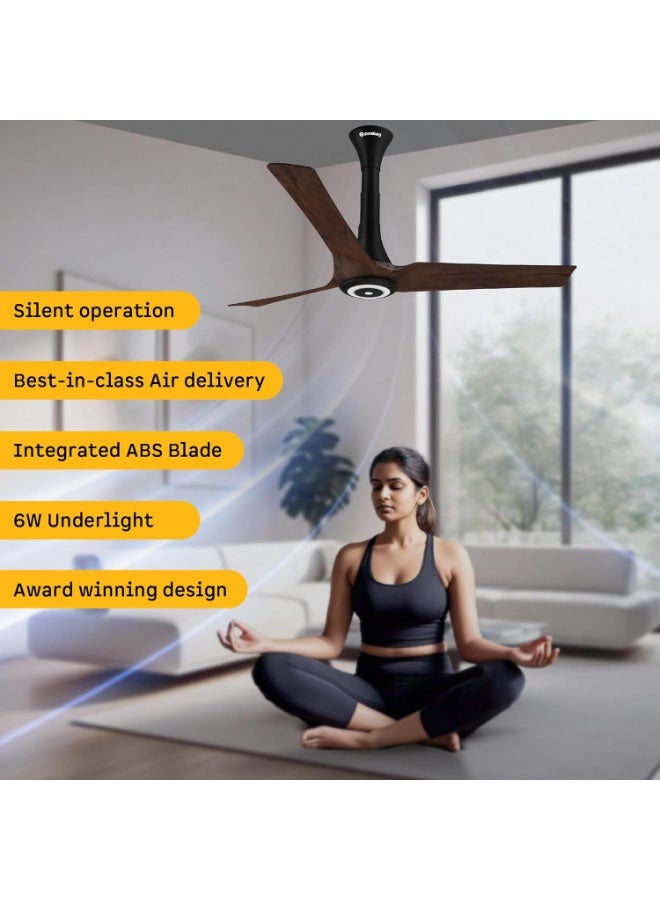 atomberg Aris Starlight 1200mm BLDC Ceiling Fan with Underlight, IoT & Remote Control | Smart Fan with Noiseless Operation (Dark Teakwood) - Image 3